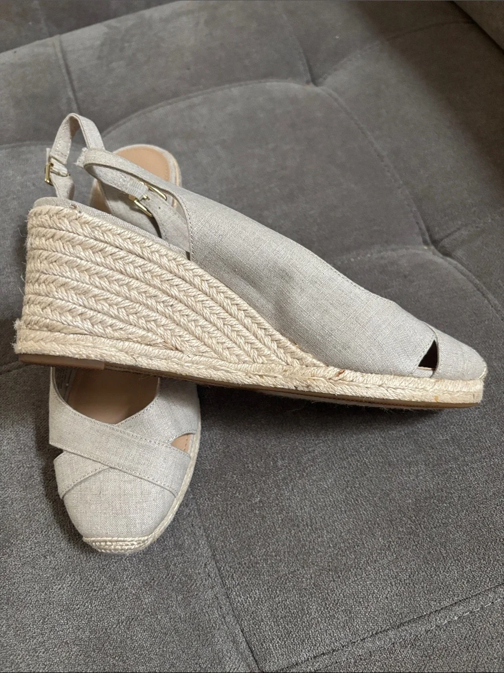 Lauren Ralph Lauren Natural Linen Cross-Front Slingback Espadrilles